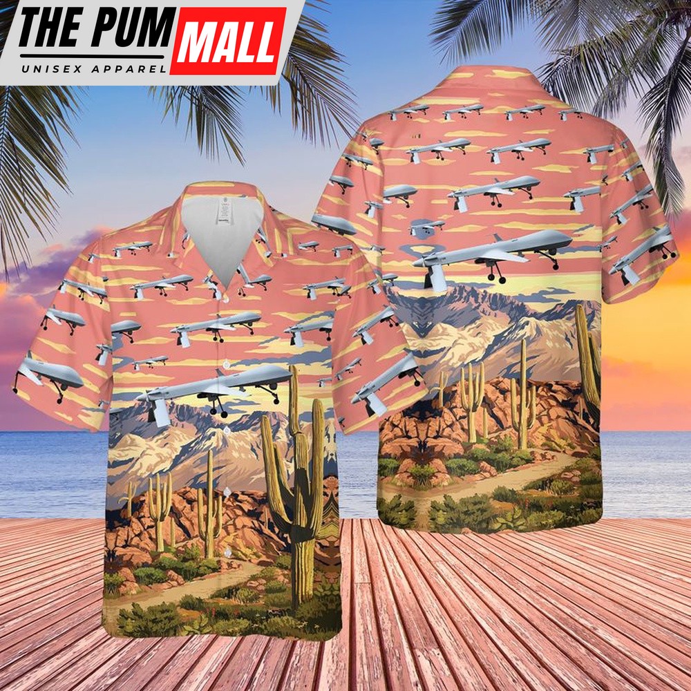 Air Force Hawaiian Shirt, US Air Force Arizona Air National Guard MQ-1B Predators Hawaiian Shirt, Veteran Hawaiian Shirt