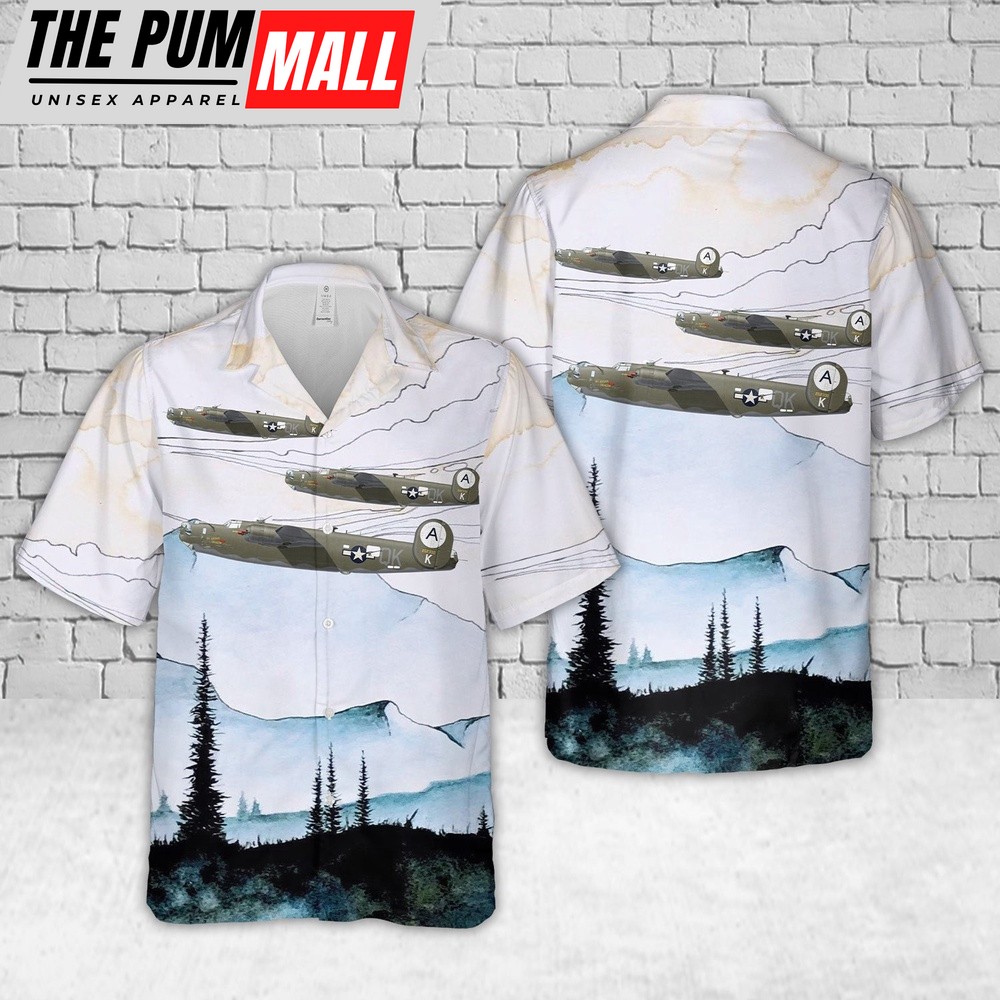 Air Force Hawaiian Shirt, US Air Force B-24H My Ass’Am Dragon, 66th Bomb Squadron, 44th Bomb Group, 8th Air Force, 1944 Hawaiian Shirt