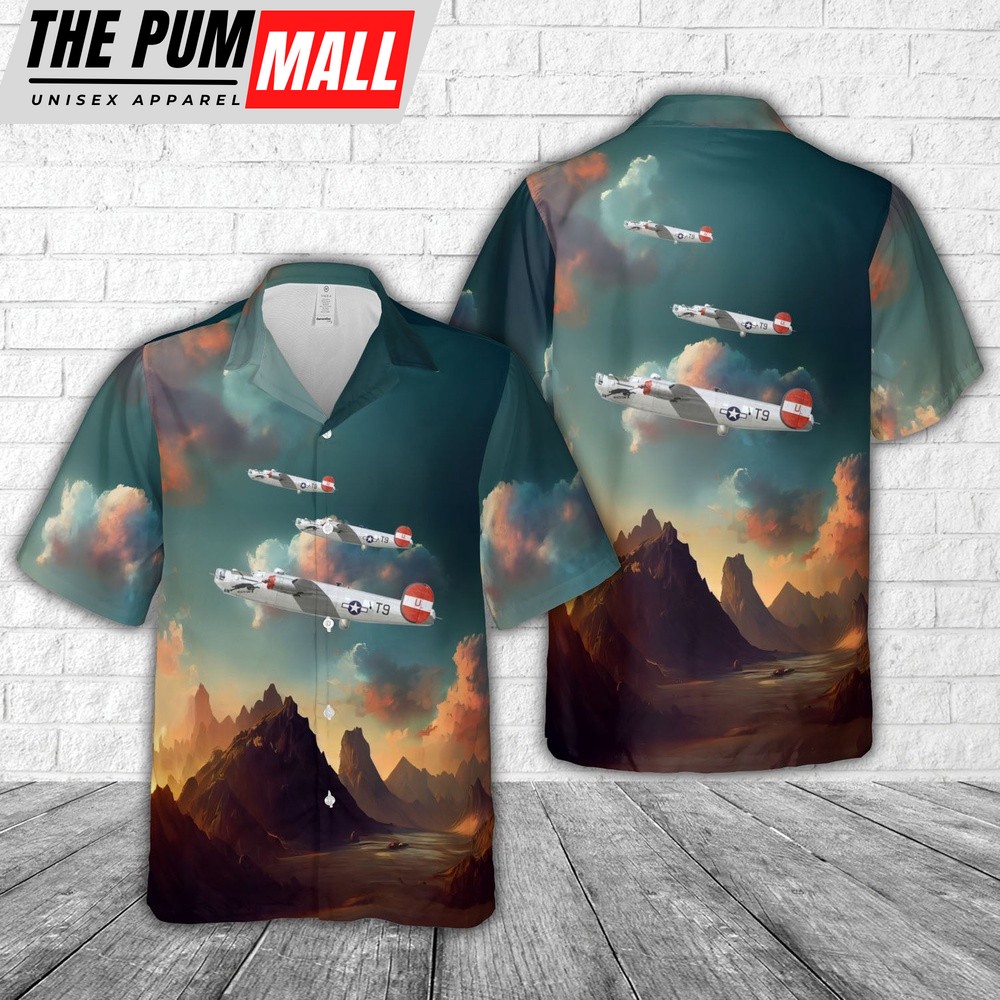 Air Force Hawaiian Shirt, US Air Force B-24J ‘Black Cat’, 785th Bomb Squadron, 466th Bomb Group, 8th Air Force, 1945 Hawaiian Shirt