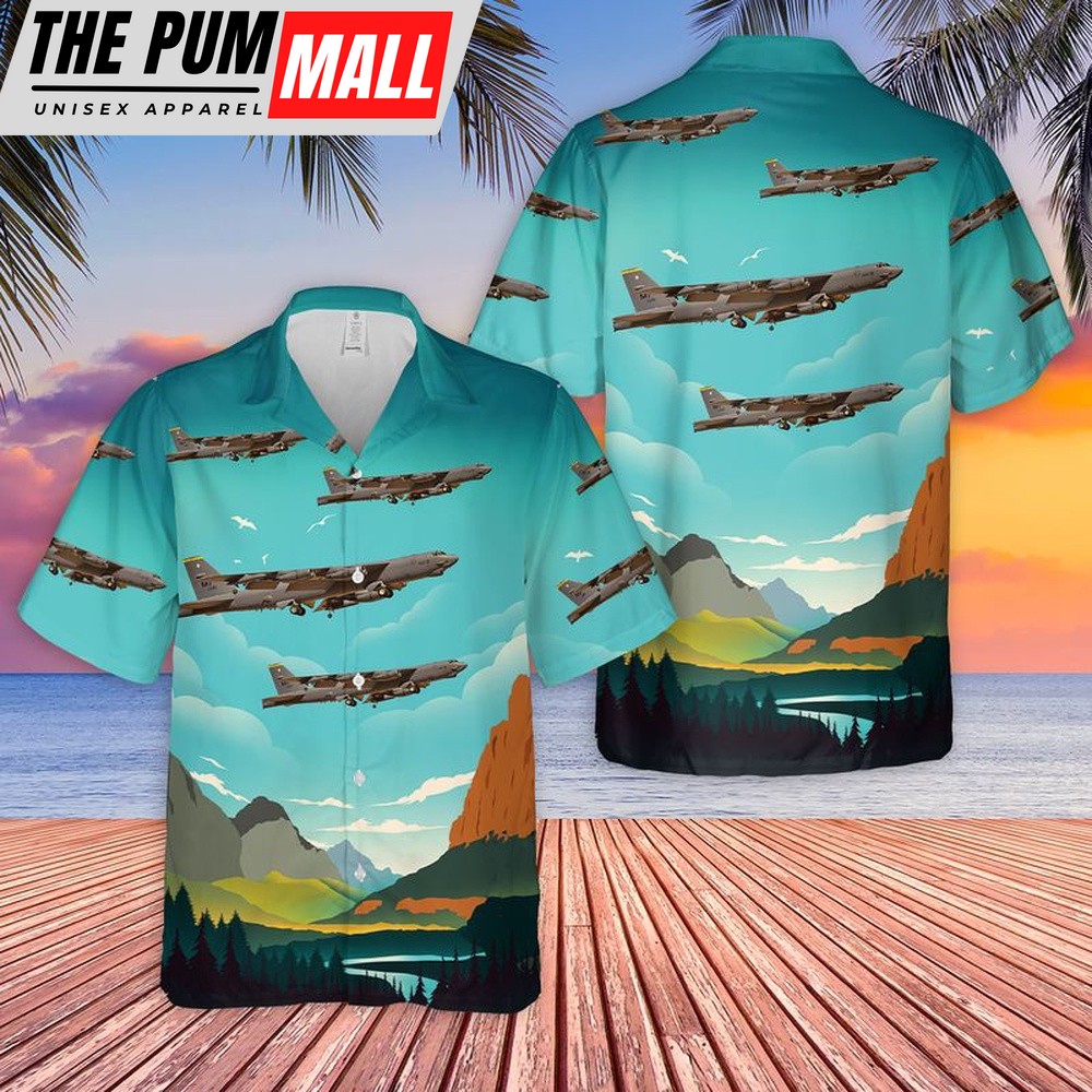 Air Force Hawaiian Shirt, US Air Force B-52H 69th Bomb Squadron Knighthawks Minot AFB Hawaiian Shirt, Veteran Hawaiian Shirt