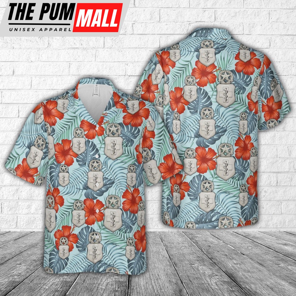Air Force Hawaiian Shirt, US Air Force Basic Medical Technician Badge Master Hawaiian Shirt, Veteran Hawaiian Shirt