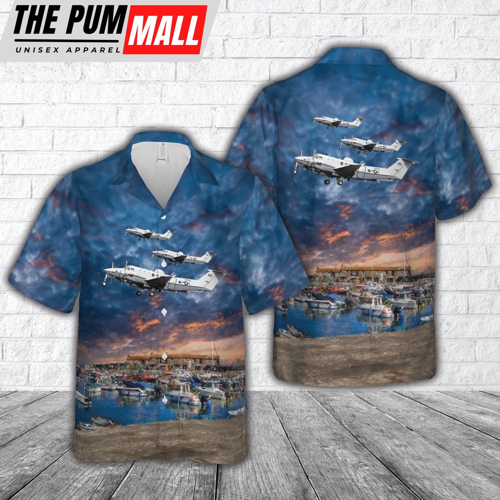 Air Force Hawaiian Shirt, US Air Force Beechcraft MC-12W Liberty Hawaiian Shirt, Veteran Hawaiian Shirt