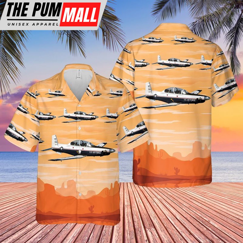 Air Force Hawaiian Shirt, US Air Force Beechcraft T-6 Texan II Hawaiian Shirt, Veteran Hawaiian Shirt