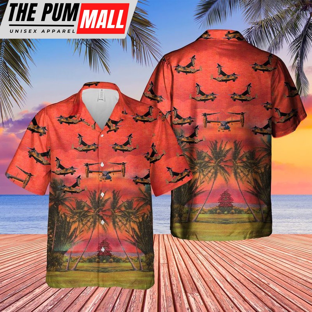 Air Force Hawaiian Shirt, US Air Force Bell Boeing CV-22B Osprey Hawaiian Shirt, Veteran Hawaiian Shirt