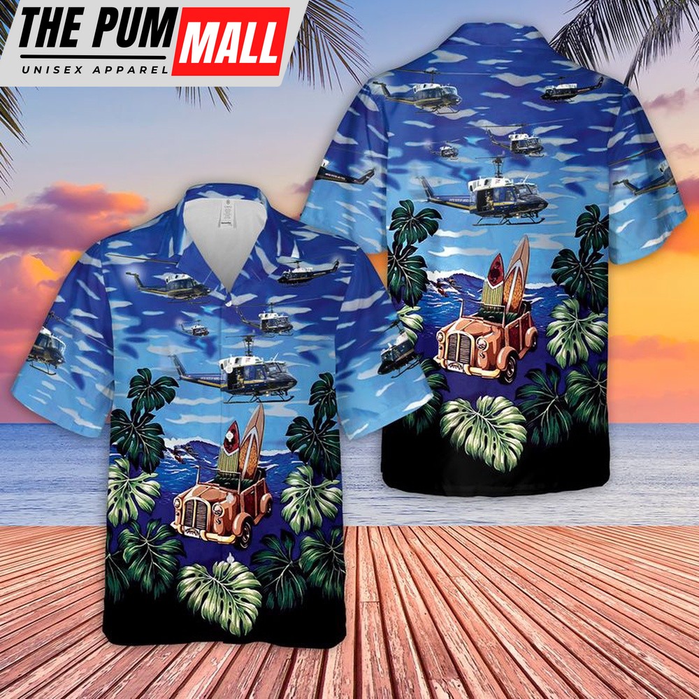 Air Force Hawaiian Shirt, US Air Force Bell UH-1N Twin Huey 1st Helicopter Squadron Hawaiian Shirt, Veteran Hawaiian Shirt