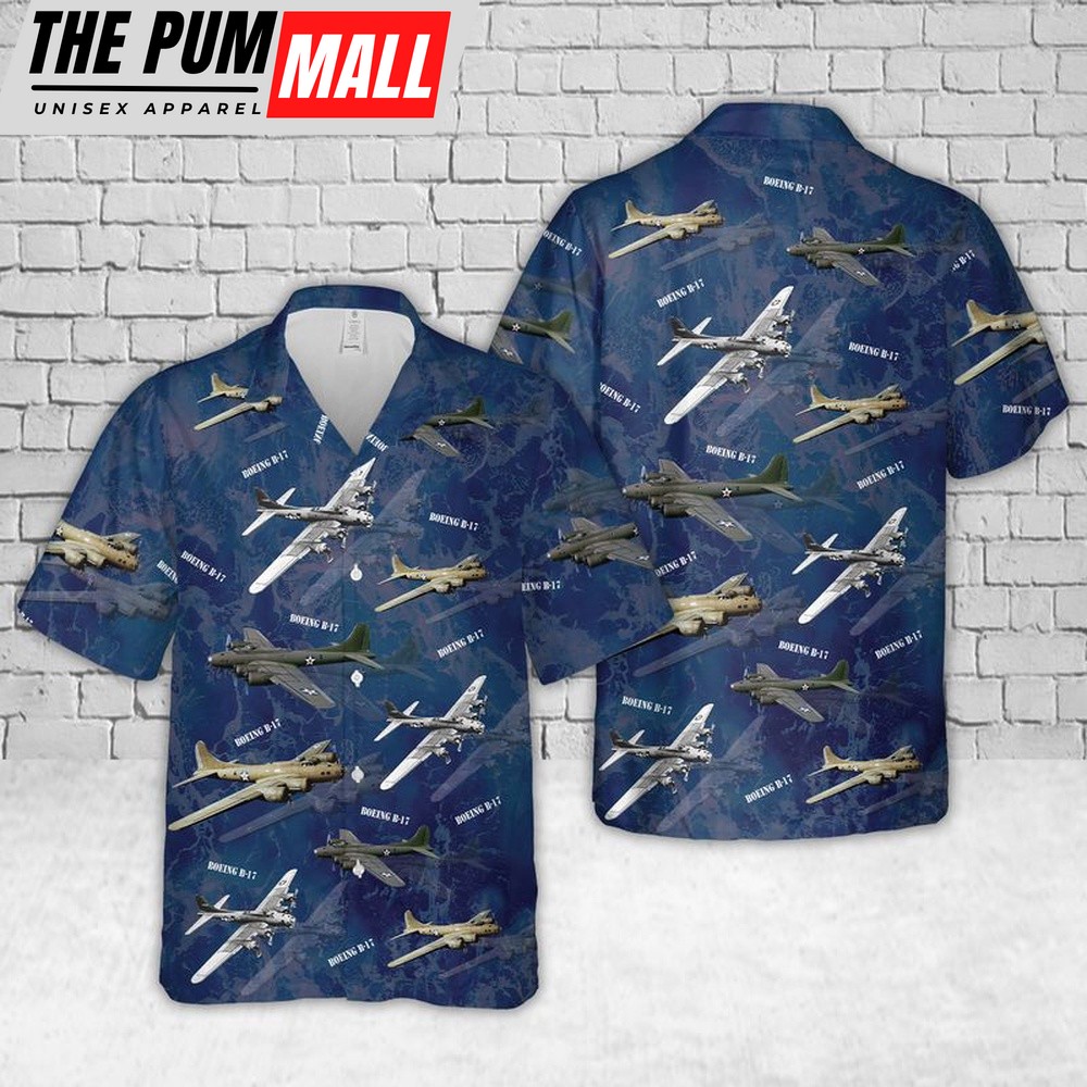Air Force Hawaiian Shirt, US Air Force Boeing B-17 Flying Fortress In WW2 Hawaiian Shirt, Veteran Hawaiian Shirt