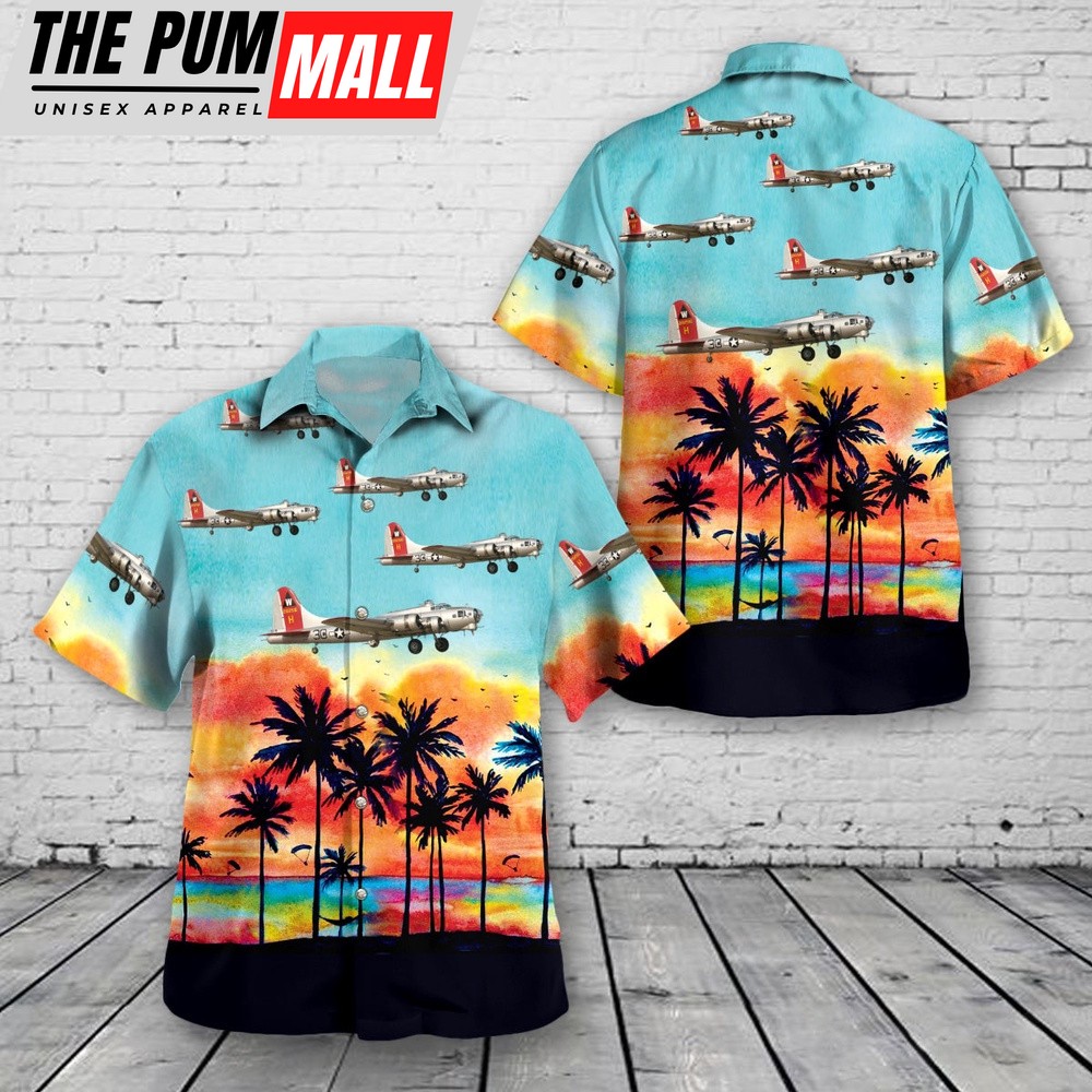 Air Force Hawaiian Shirt, US Air Force Boeing B-17G Flying Fortress Aluminum Overcast Hawaiian Shirt, Veteran Hawaiian Shirt