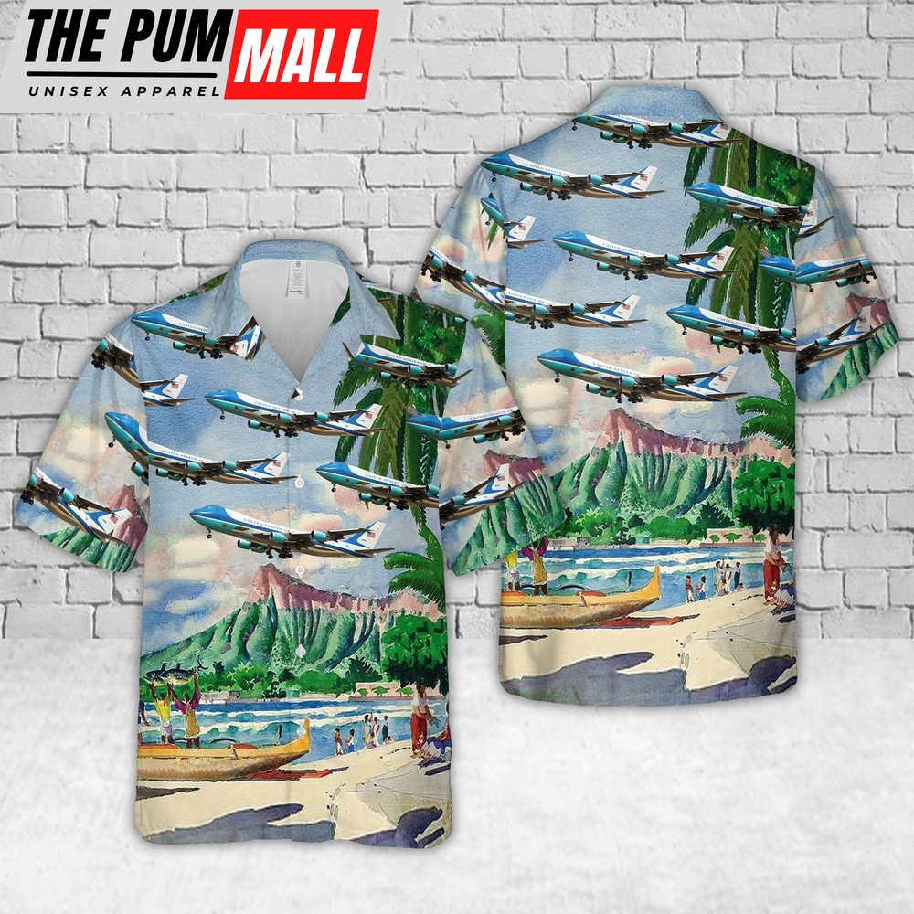 Air Force Hawaiian Shirt, US Air Force Boeing C-137 Stratoliner Hawaiian Shirt, Veteran Hawaiian Shirt