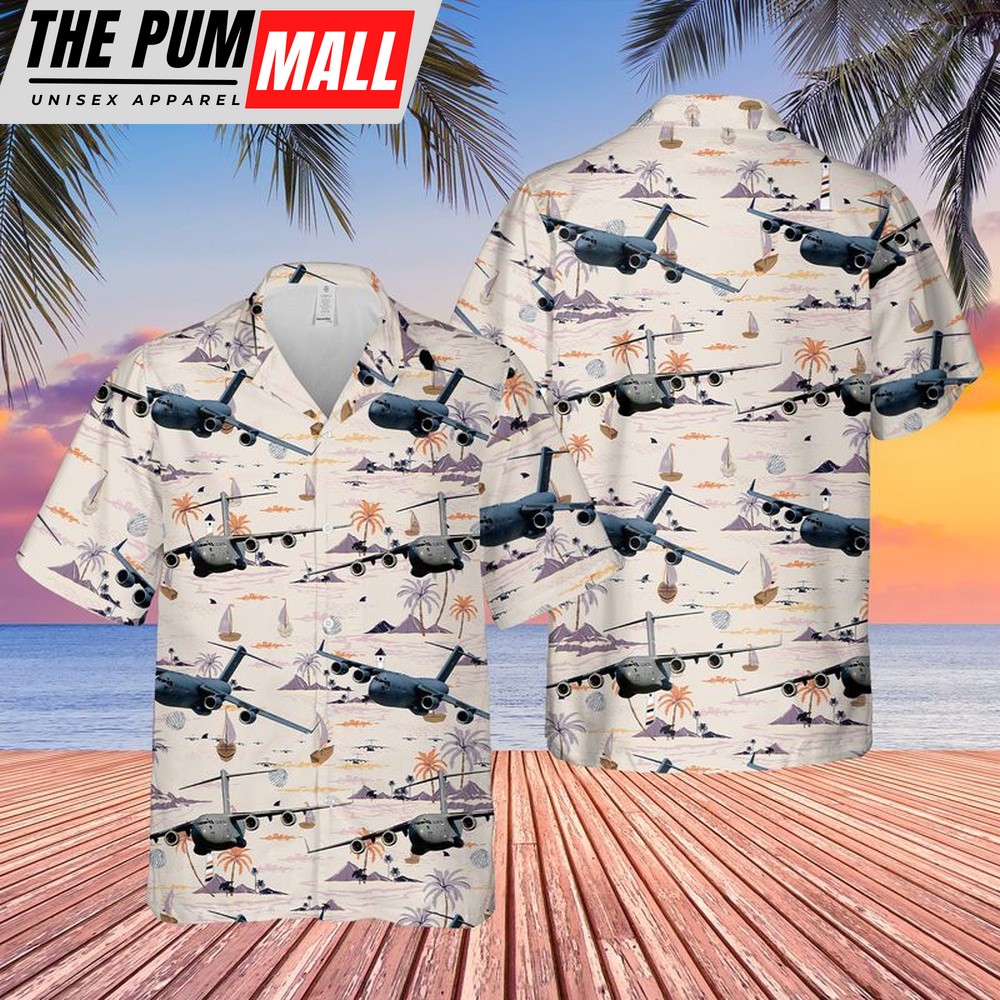 Air Force Hawaiian Shirt, US Air Force Boeing C-17 Globemaster III Hawaiian Shirt, Veteran Hawaiian Shirt