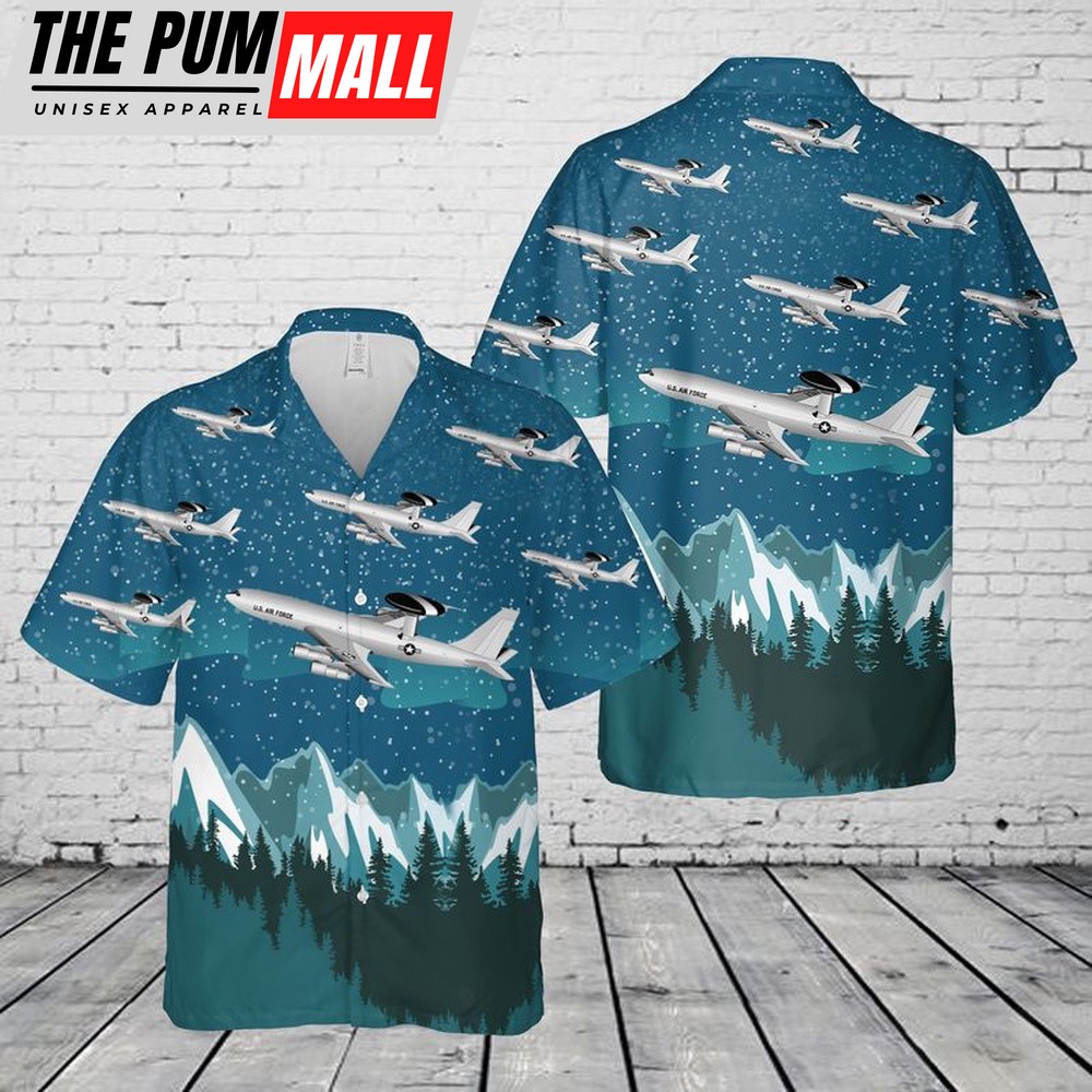 Air Force Hawaiian Shirt, US Air Force Boeing E-3 Sentry Hawaiian Shirt, Veteran Hawaiian Shirt