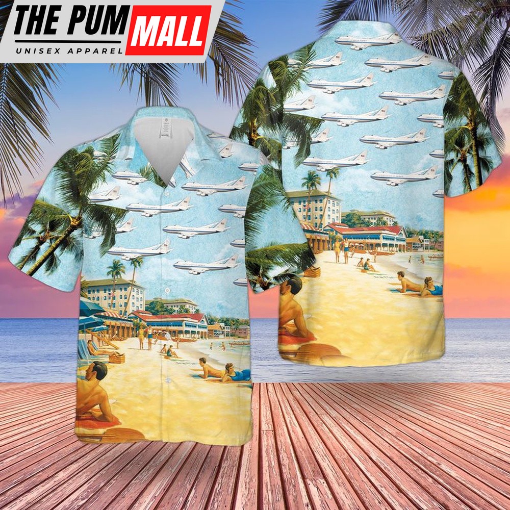 Air Force Hawaiian Shirt, US Air Force Boeing E-4 Hawaiian Shirt, Veteran Hawaiian Shirt