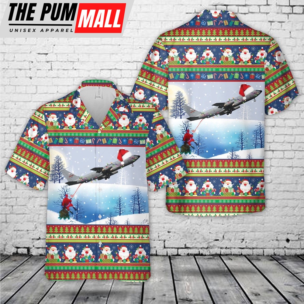 Air Force Hawaiian Shirt, US Air Force Boeing KC-135 Stratotanker Christmas Hawaiian Shirt, Veteran Hawaiian Shirt