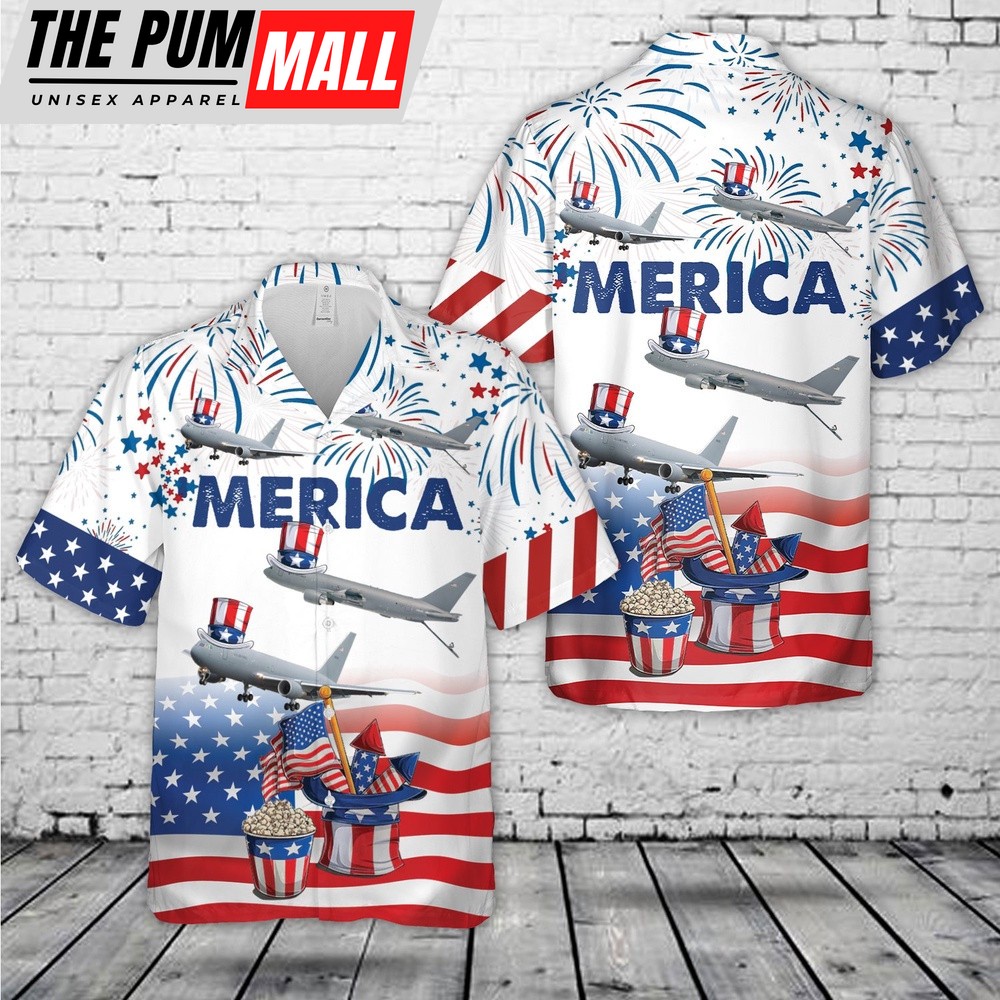 Air Force Hawaiian Shirt, US Air Force Boeing KC-46 Pegasus, 4th Of July Hawaiian Shirt, Veteran Hawaiian Shirt