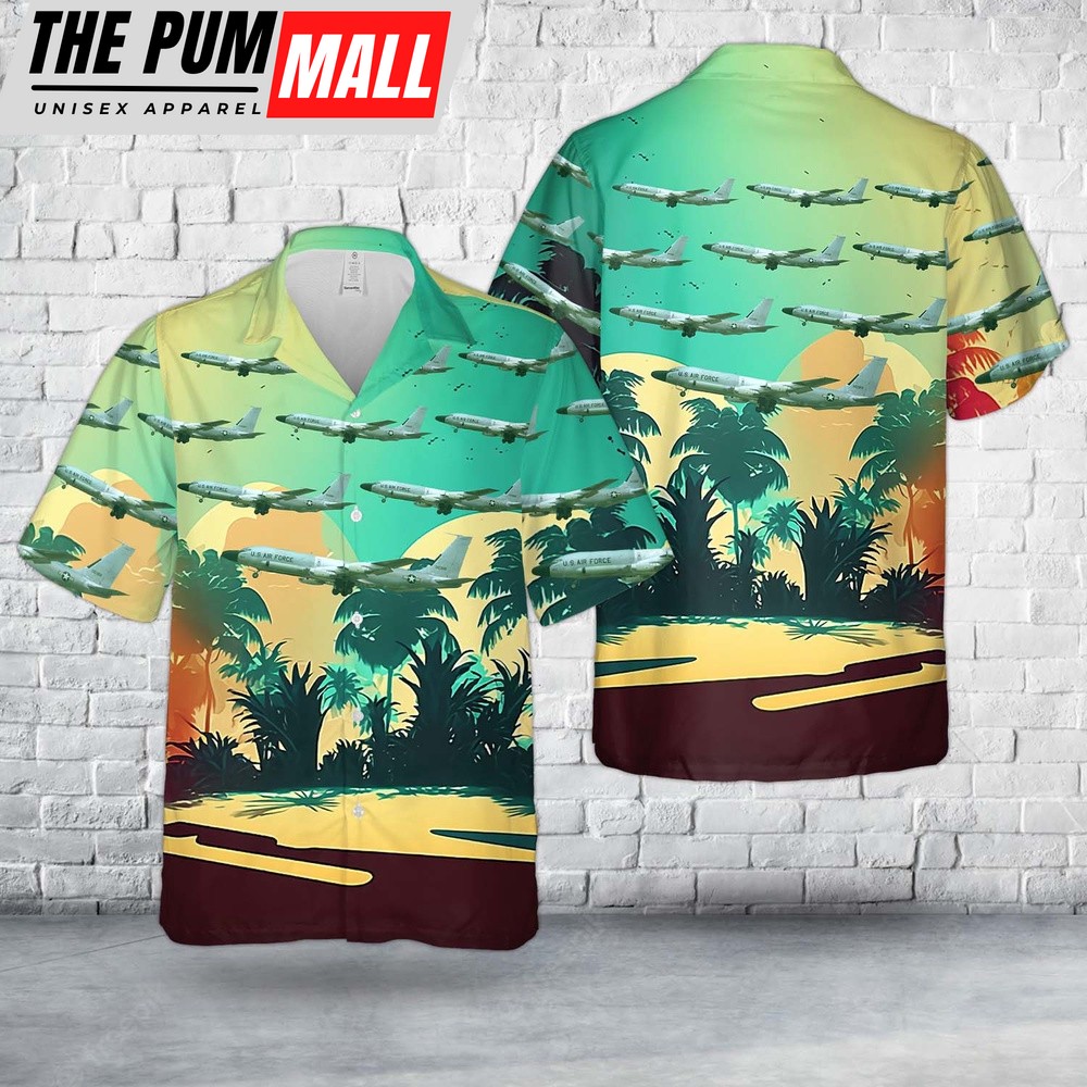 Air Force Hawaiian Shirt, US Air Force Boeing RC-135D Office Boy Rivet Brass Hawaiian Shirt, Veteran Hawaiian Shirt