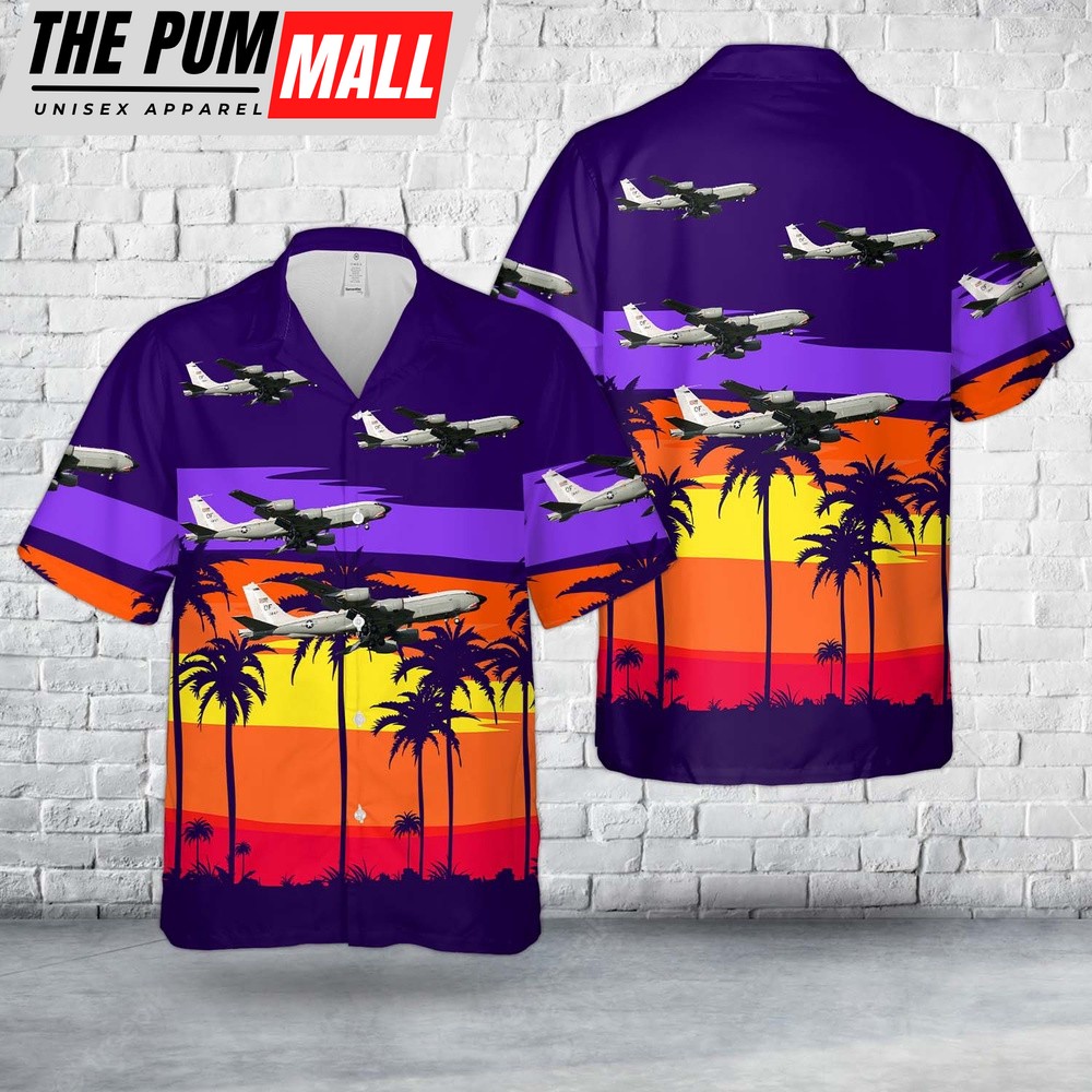 Air Force Hawaiian Shirt, US Air Force Boeing RC-135U Combat Sent 64-14847 Hawaiian Shirt, Veteran Hawaiian Shirt