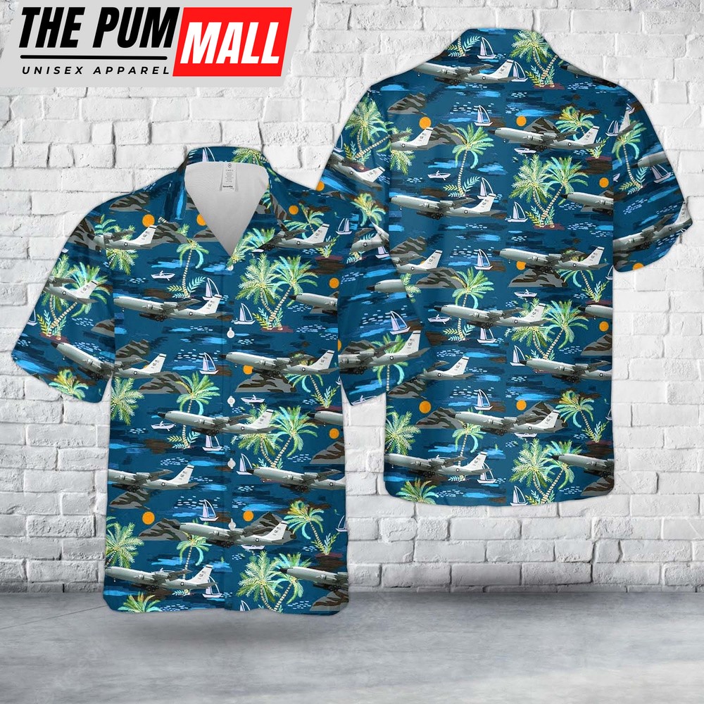 Air Force Hawaiian Shirt, US Air Force Boeing TC-135S (717-158) Hawaiian Shirt, Veteran Hawaiian Shirt