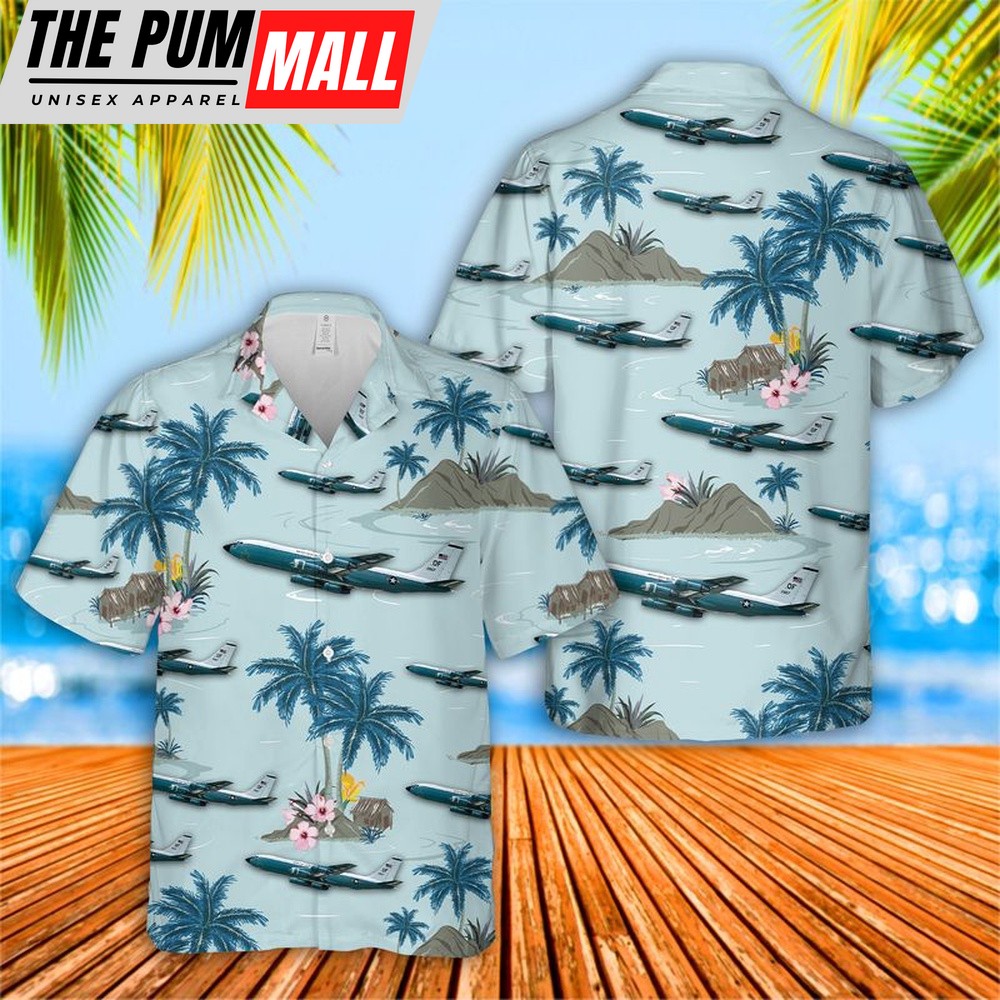 Air Force Hawaiian Shirt, US Air Force Boeing WC-135 Constant Phoenix Hawaiian Shirt, Veteran Hawaiian Shirt