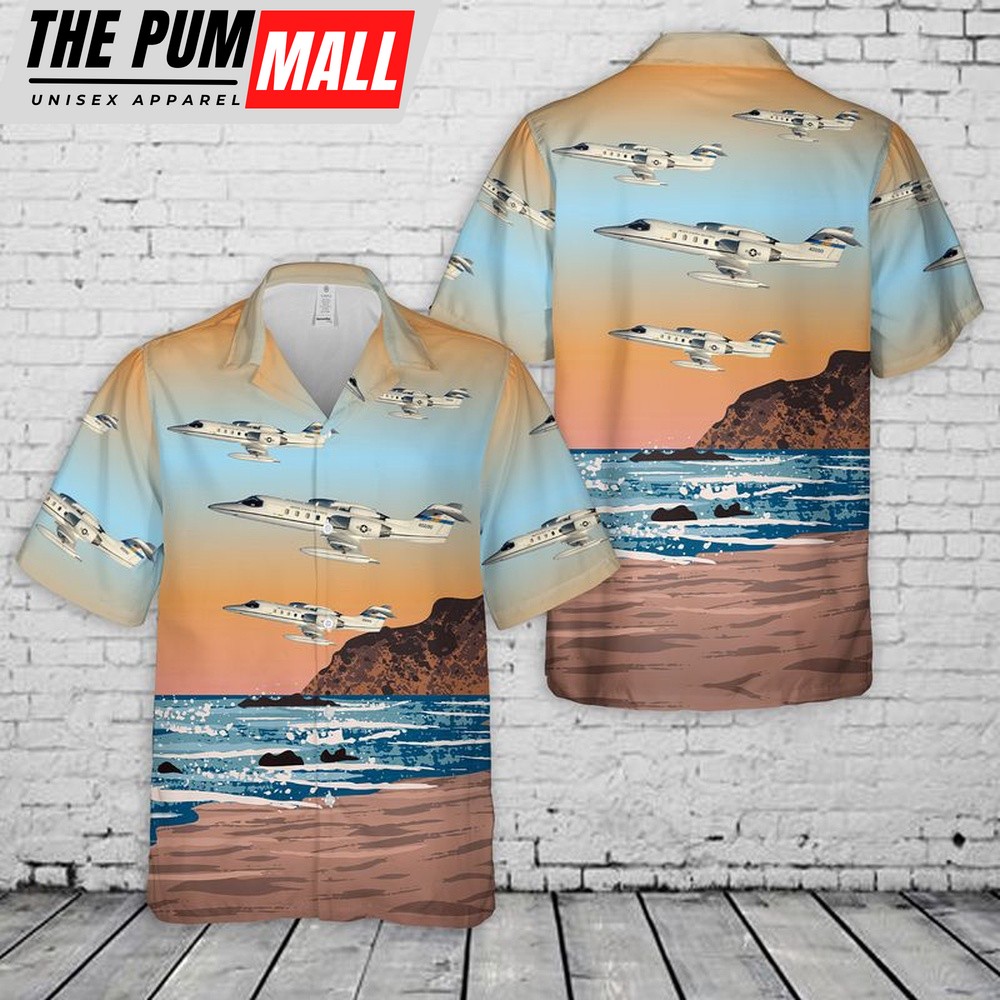 Air Force Hawaiian Shirt, US Air Force Bombardier Learjet 35 Hawaiian Shirt, Veteran Hawaiian Shirt