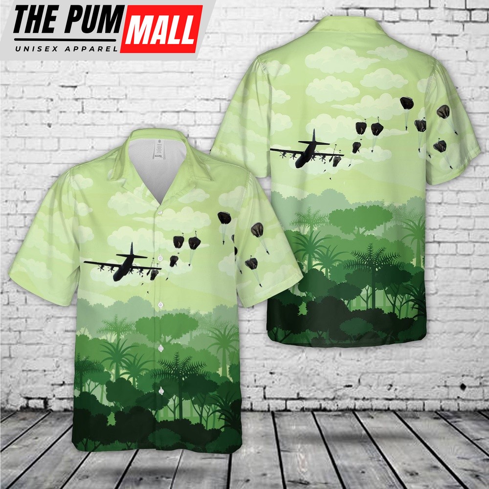 Air Force Hawaiian Shirt, US Air Force C-130 Hercules drops on 70th anniversary of D-Day Hawaiian Shirt, Veteran Hawaiian Shirt