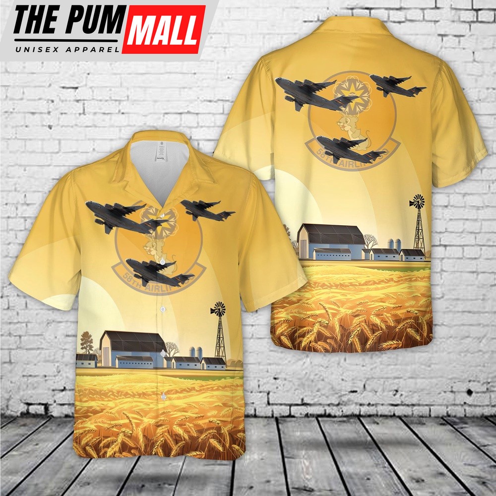 Air Force Hawaiian Shirt, US Air Force C-17 Globemaster III 58th Airlift Squadron Hawaiian Shirt, Veteran Hawaiian Shirt