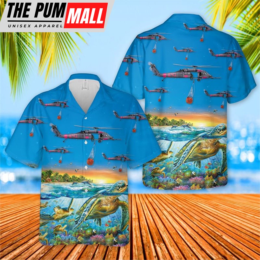 Air Force Hawaiian Shirt, US Air Force California Air National Guard 129th Rescue Wing HH-60G Pave Hawk Hawaiian Shirt, Veteran Hawaiian Shirt