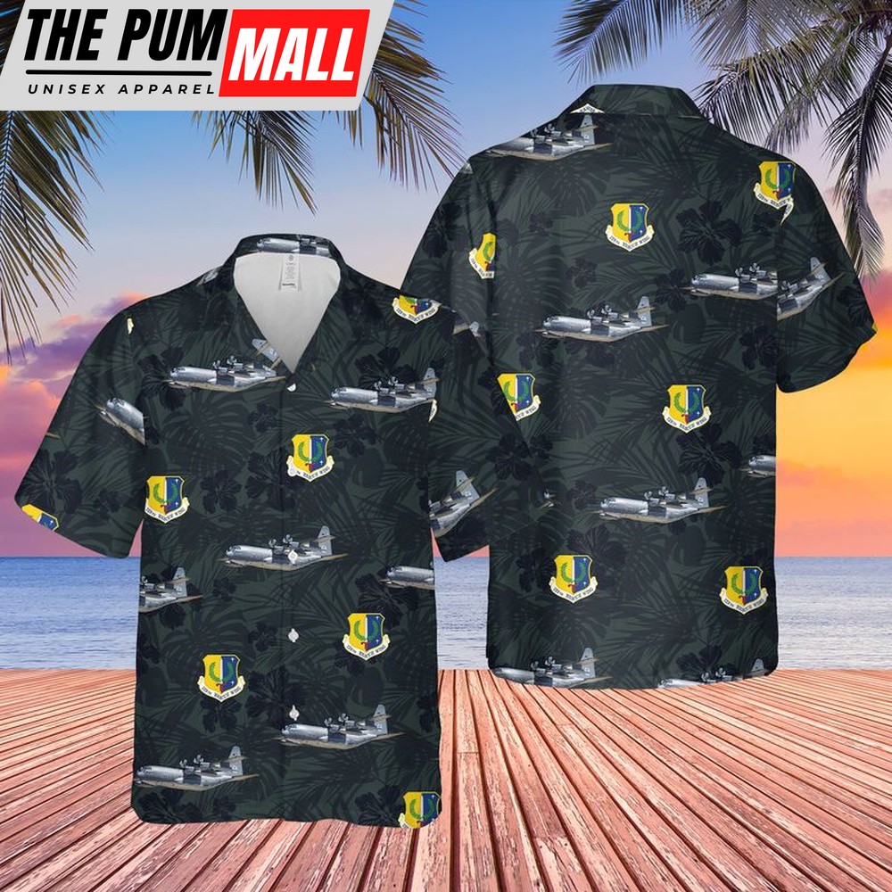 Air Force Hawaiian Shirt, US Air Force California Air National Guard 129th Rescue Wing HC-130J Combat King II Hawaiian Shirt, Veteran Hawaiian Shirt