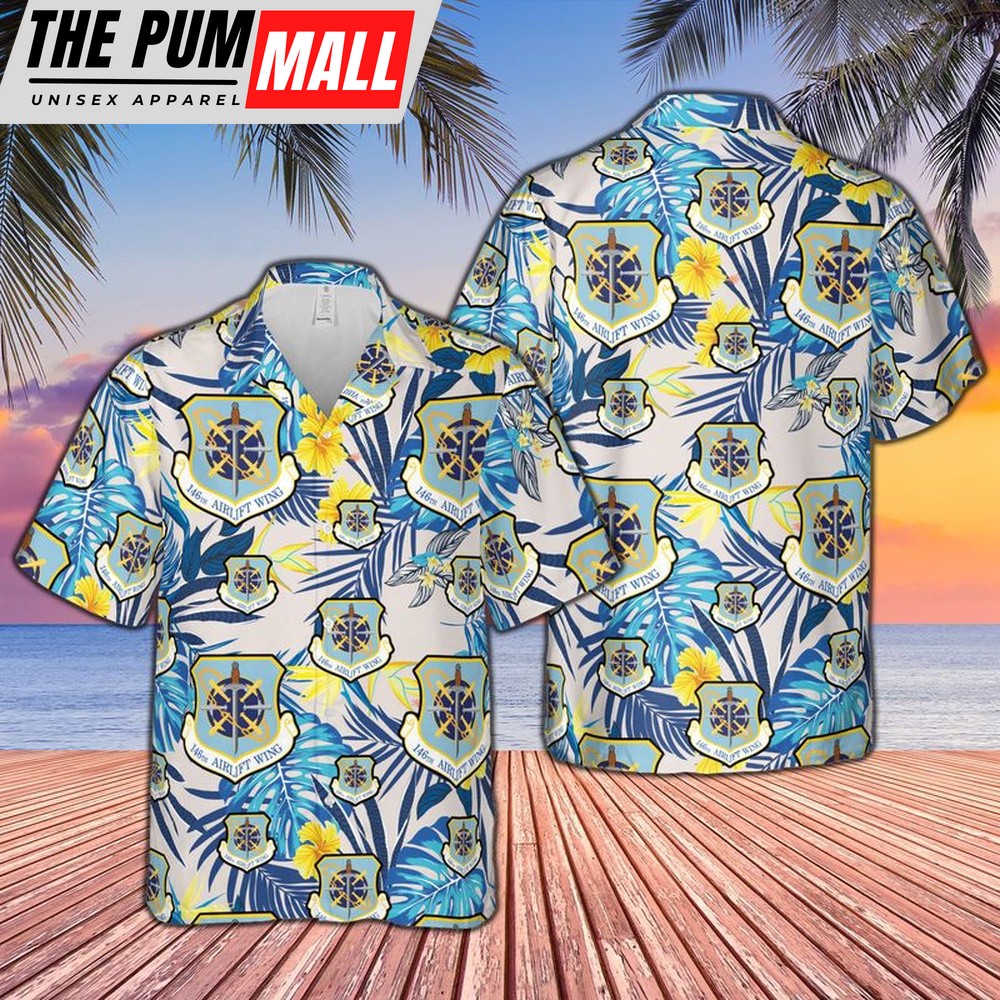 Air Force Hawaiian Shirt, US Air Force California Air National Guard, 146th Airlift Wing Hollywood Guard Hawaiian Shirt, Veteran Hawaiian Shirt