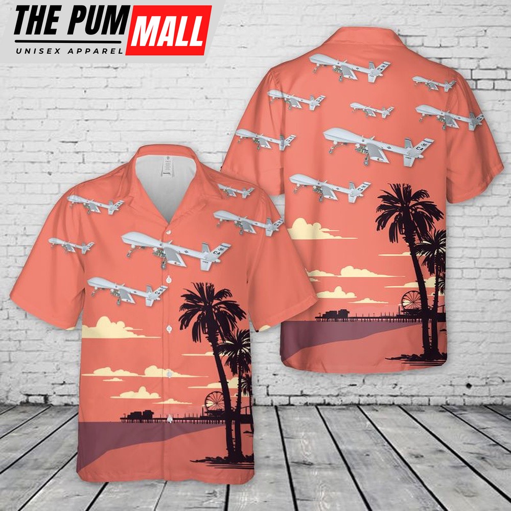 Air Force Hawaiian Shirt, US Air Force California Air National Guard 163d Attack Wing MQ-9 Reaper Hawaiian Shirt, Veteran Hawaiian Shirt