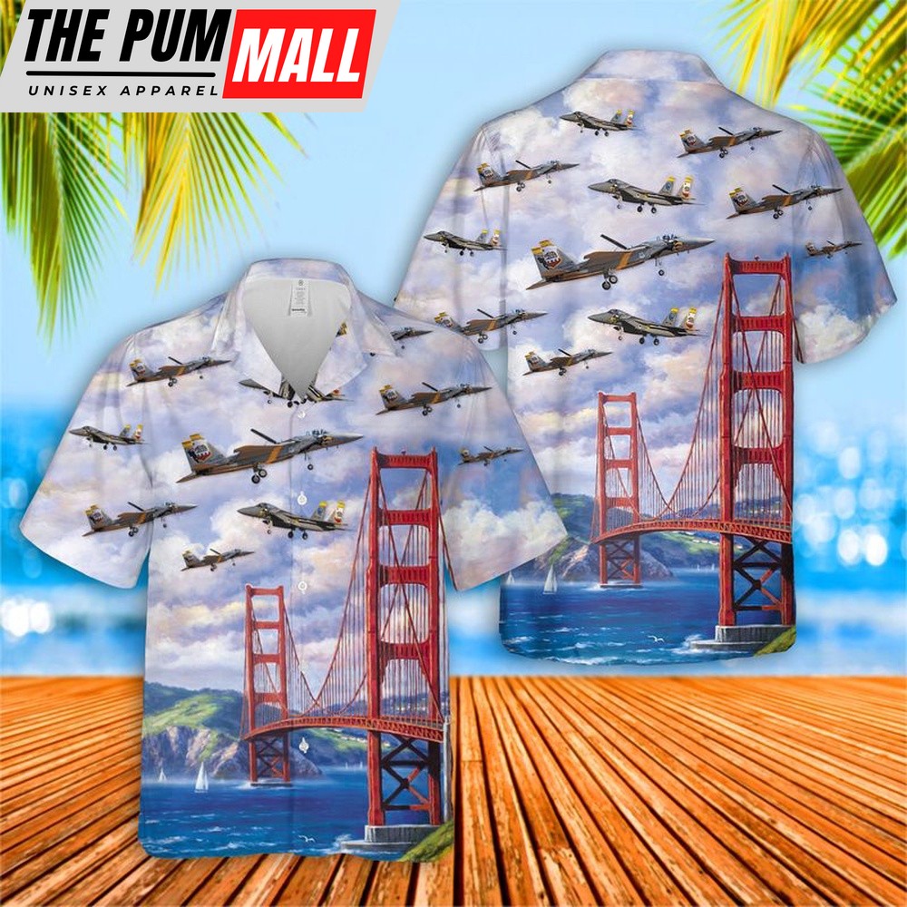 Air Force Hawaiian Shirt, US Air Force California Air National Guard F-15 Eagle Hawaiian Shirt, Veteran Hawaiian Shirt
