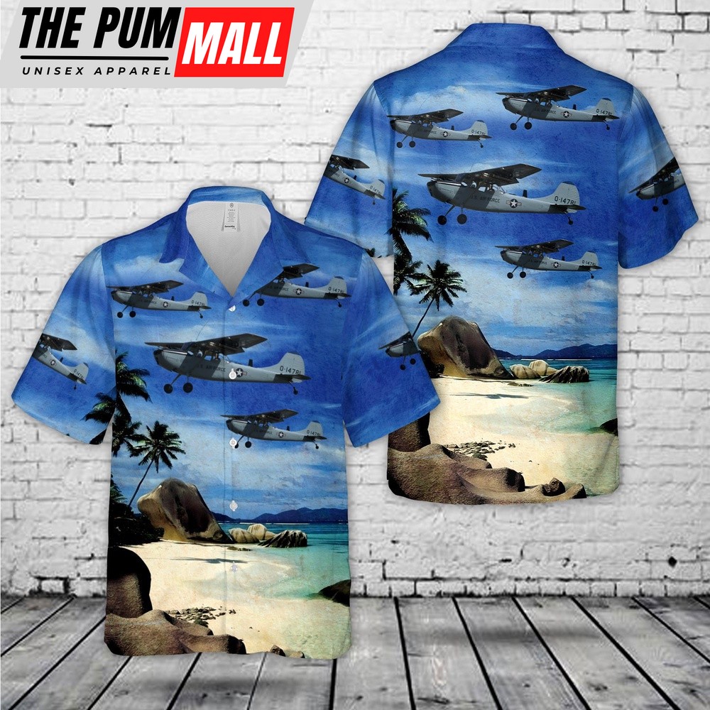 Air Force Hawaiian Shirt, US Air Force Cessna Bird Dog Hawaiian Shirt, Veteran Hawaiian Shirt