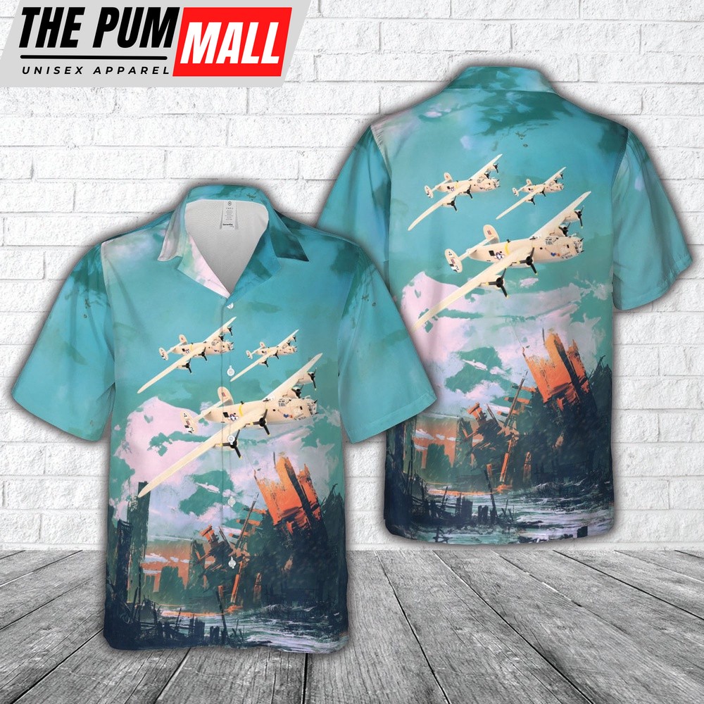 Air Force Hawaiian Shirt, US Air Force Consolidated B-24 Liberator ‘Strawberry Bitch’ Hawaiian Shirt, Veteran Hawaiian Shirt