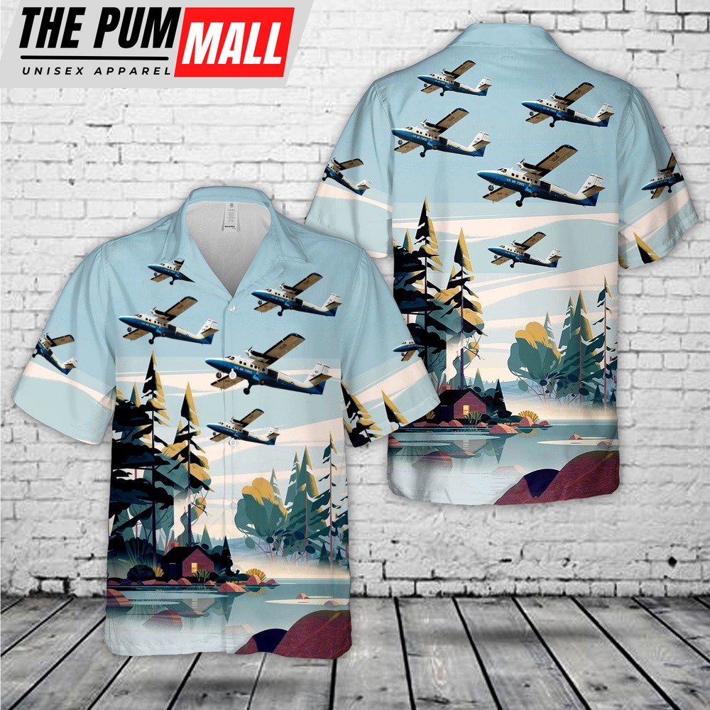 Air Force Hawaiian Shirt, US Air Force De Havilland Canada UV-18A Twin Otter (DHC-6-300) Hawaiian Shirt, Veteran Hawaiian Shirt