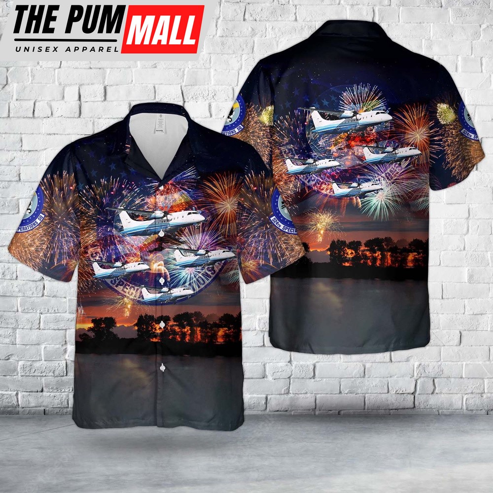 Air Force Hawaiian Shirt, US Air Force Dornier C-146A Wolfhound Of 524th Special Operations Squadron, 4th Of July Hawaiian Shirt
