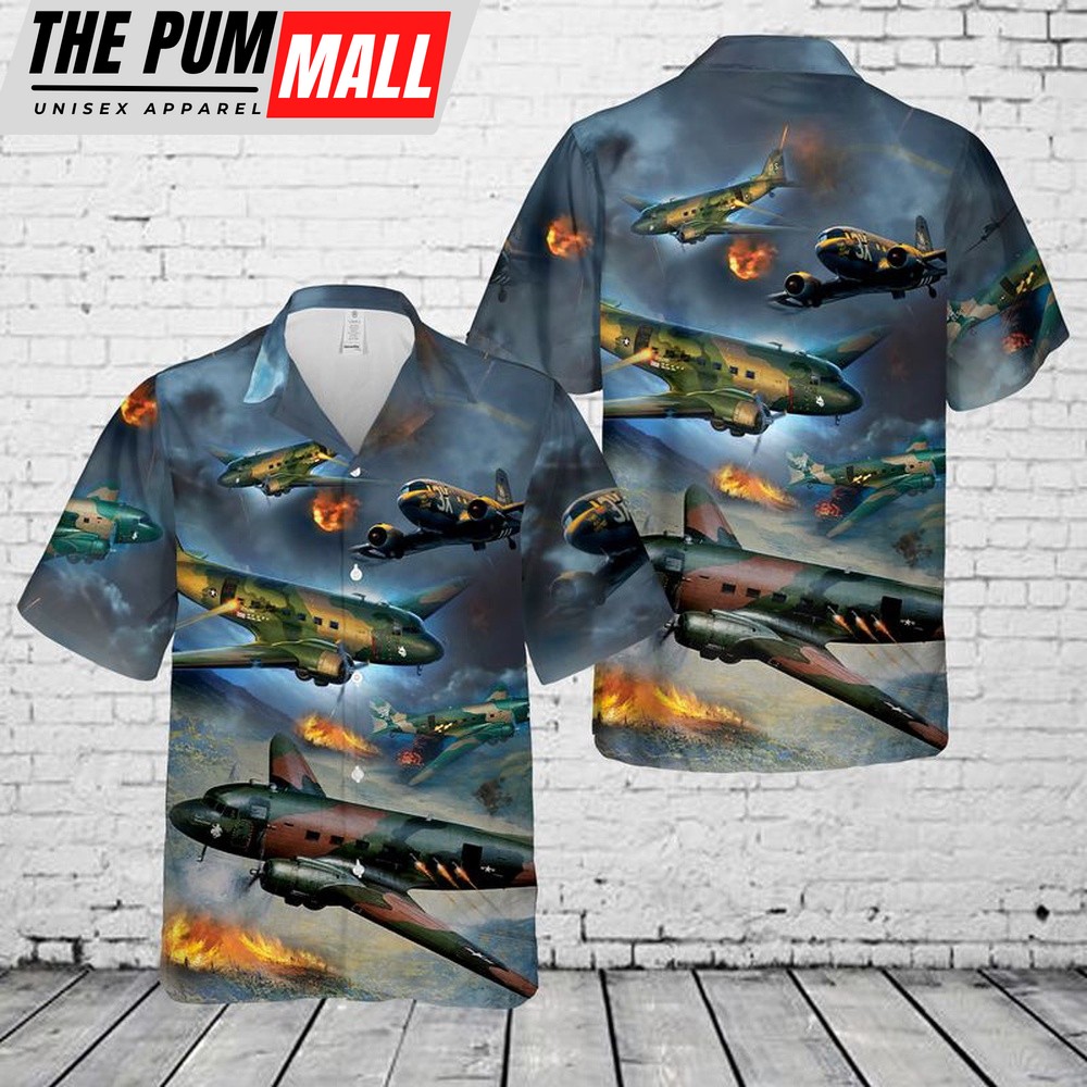 Air Force Hawaiian Shirt, US Air Force Douglas AC-47 Spooky Hawaiian Shirt, Veteran Hawaiian Shirt
