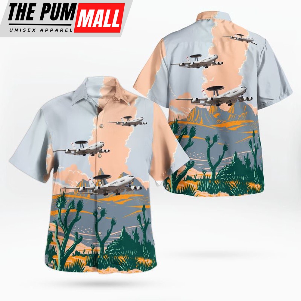 Air Force Hawaiian Shirt, US Air Force E-3 AWACS Hawaiian Shirt, Veteran Hawaiian Shirt