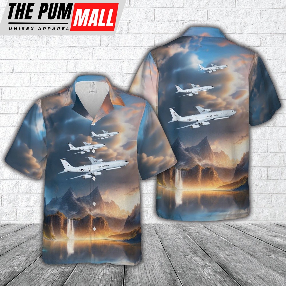 Air Force Hawaiian Shirt, US Air Force E-8C Joint STARS Hawaiian Shirt, Veteran Hawaiian Shirt