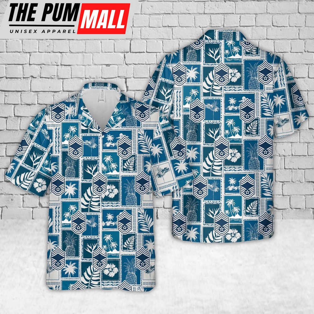 Air Force Hawaiian Shirt, US Air Force E9a Chief Master Sergeant insignia (1994-present) Hawaiian Shirt, Veteran Hawaiian Shirt