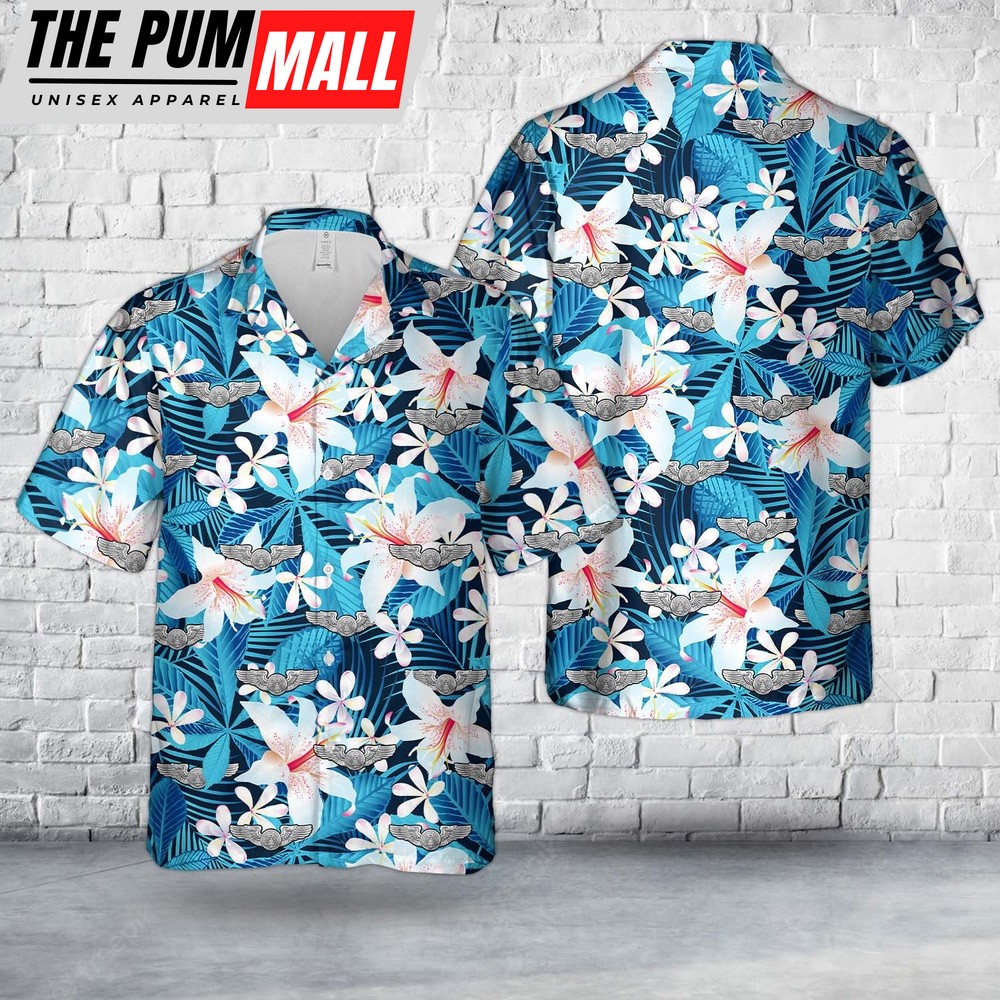 Air Force Hawaiian Shirt, US Air Force Enlisted Aircrew Basic Wings Hawaiian Shirt, Veteran Hawaiian Shirt