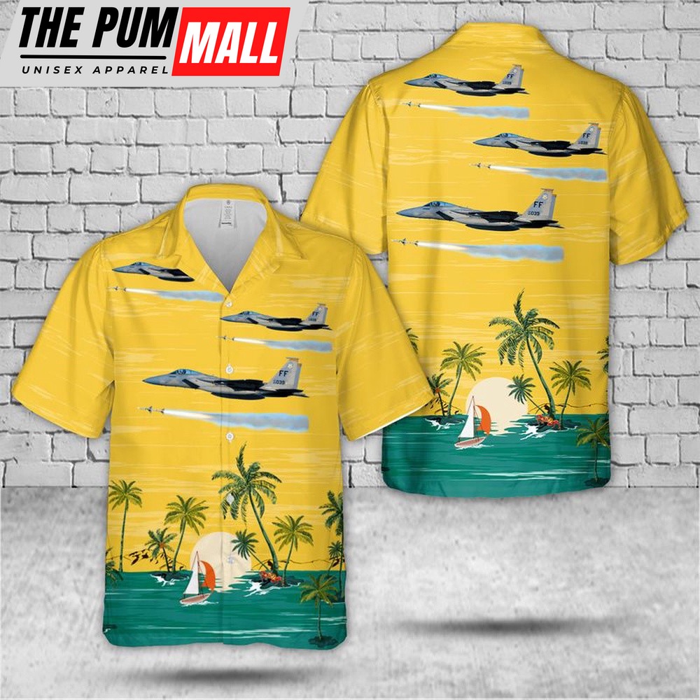 Air Force Hawaiian Shirt, US Air Force F-15C Fires An AIM-7 Sparrow Hawaiian Shirt, Veteran Hawaiian Shirt