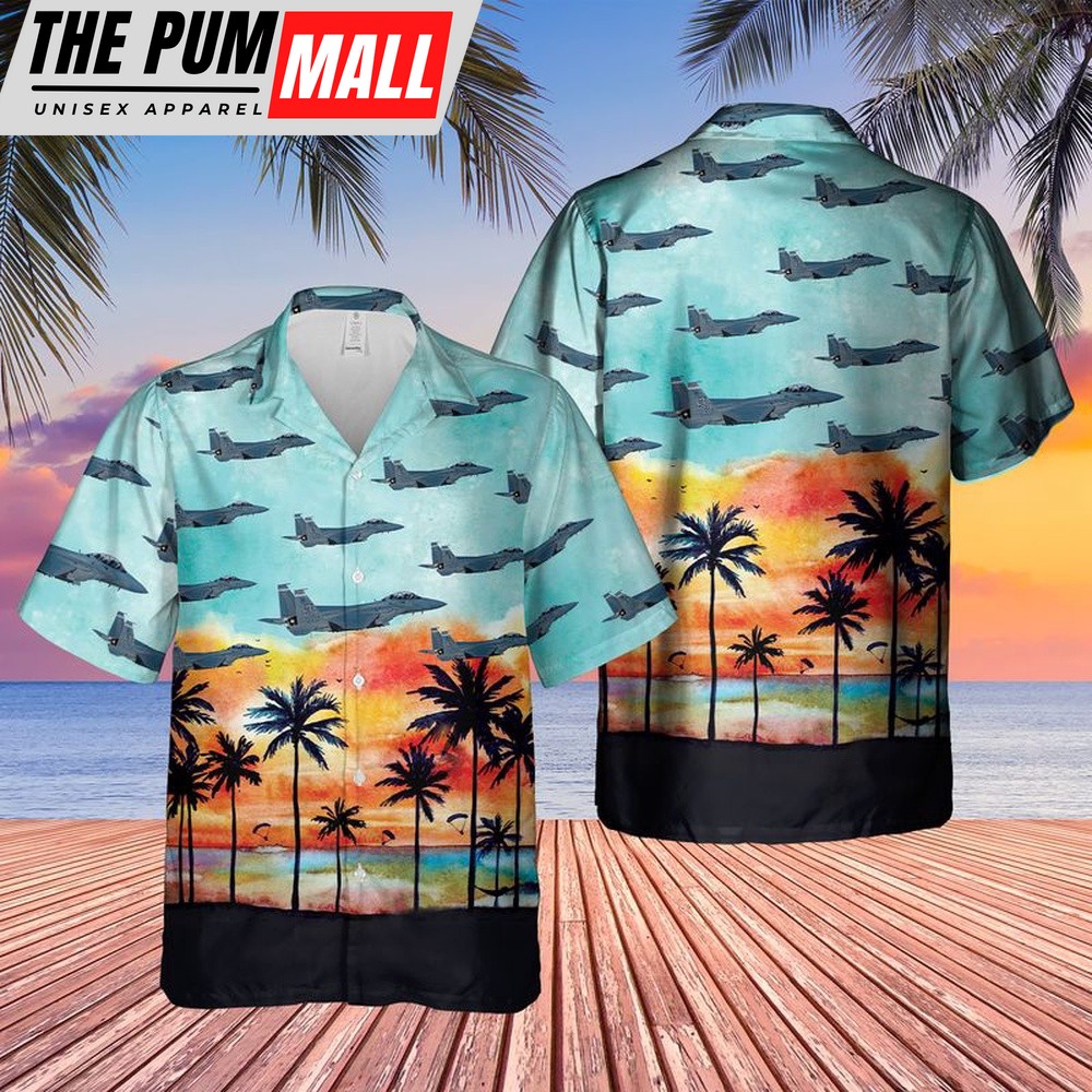 Air Force Hawaiian Shirt, US Air Force F-15EX Eagle II Hawaiian Shirt, Veteran Hawaiian Shirt