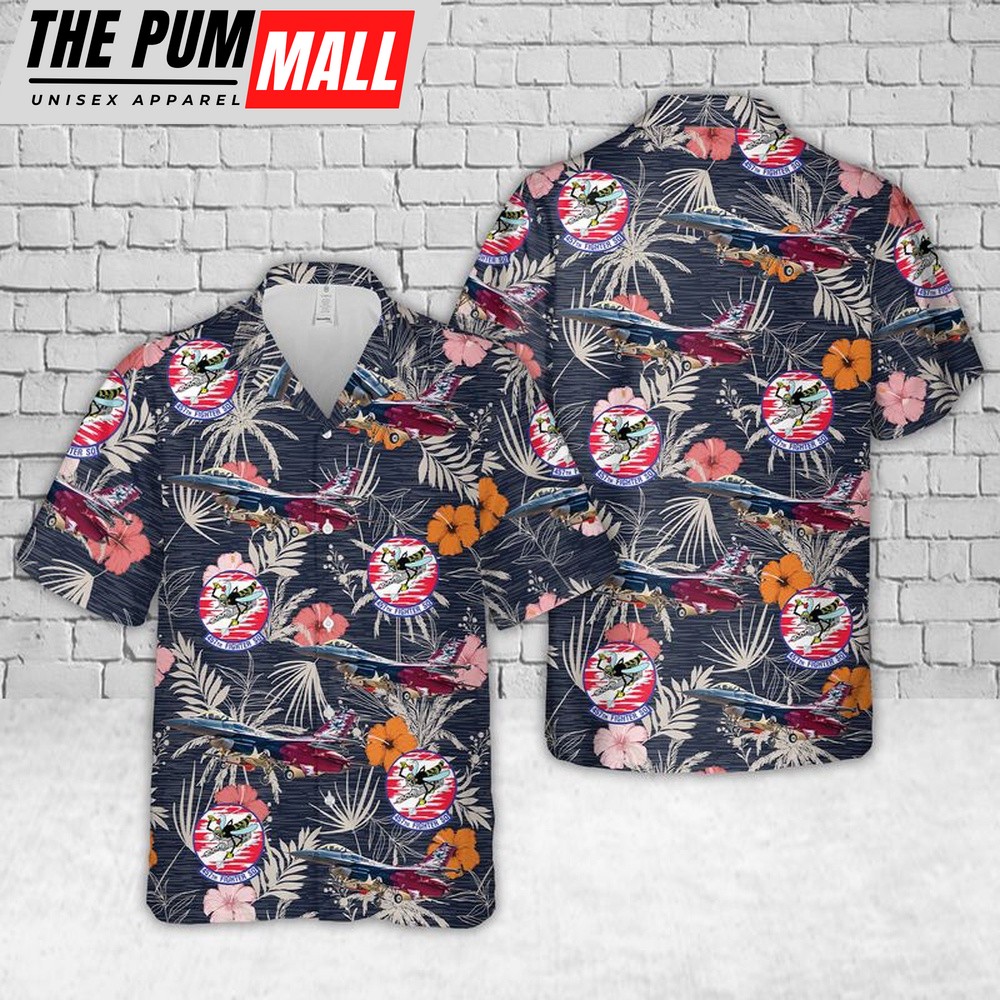 Air Force Hawaiian Shirt, US Air Force F-16 Fighting Falcon 457th Fighter Squadron Hawaiian Shirt, Veteran Hawaiian Shirt