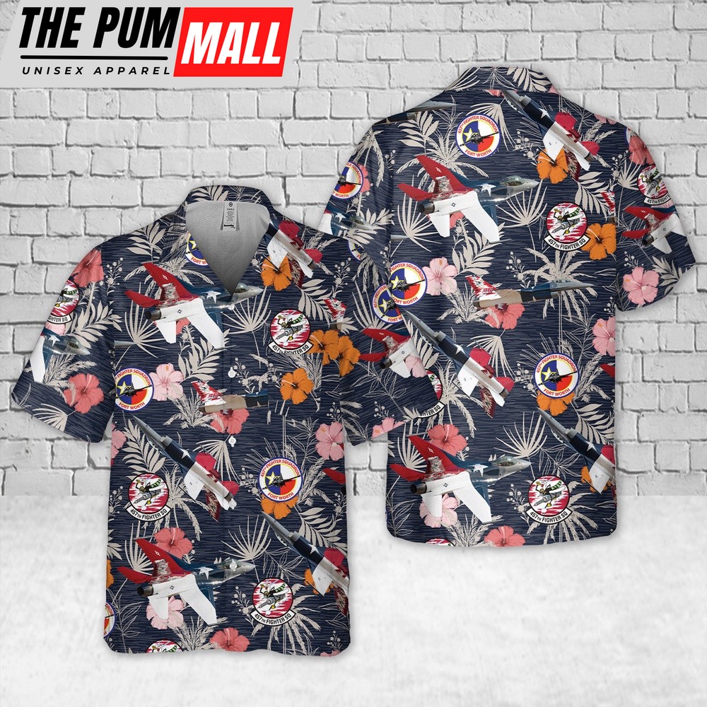 Air Force Hawaiian Shirt, US Air Force F-16 Fighting Falcon 457th Fighter Squadron Pocket Hawaiian Shirt, Veteran Hawaiian Shirt