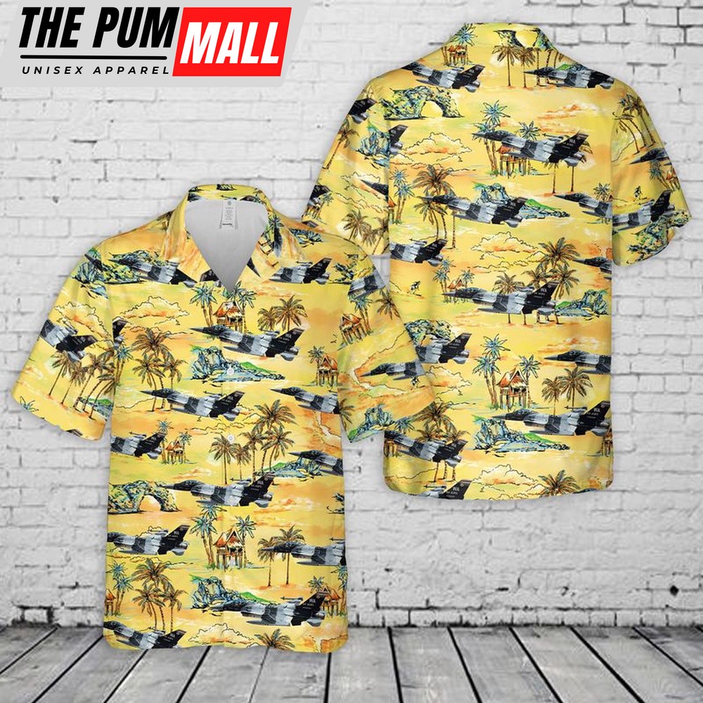 Air Force Hawaiian Shirt, US Air Force F-16C Aggressor Hawaiian Shirt, Veteran Hawaiian Shirt