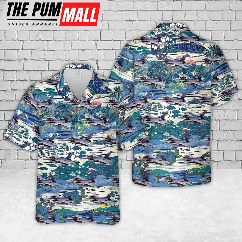 Air Force Hawaiian Shirt, US Air Force F-16C Fighting Falcon South Carolina Air National Guard Hawaiian Shirt, Veteran Hawaiian Shirt