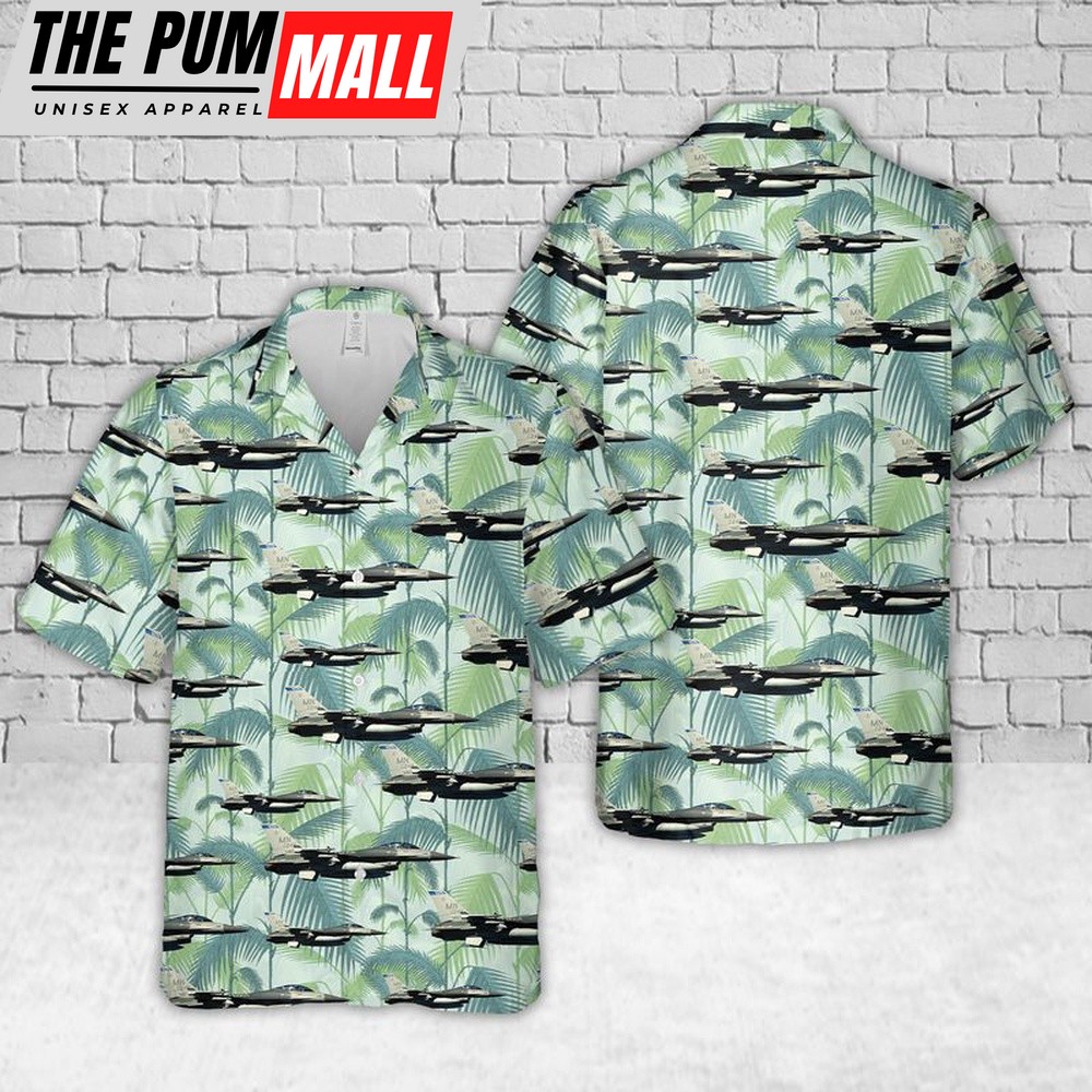 Air Force Hawaiian Shirt, US Air Force F-16CJ Fighting Falcon Minnesota Air National Guard Hawaiian Shirt, Veteran Hawaiian Shirt