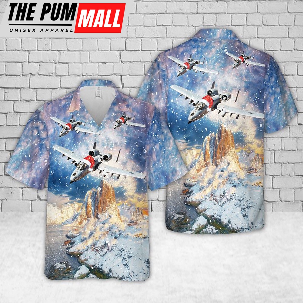 Air Force Hawaiian Shirt, US Air Force Fairchild Republic A-10 Thunderbolt II Christmas Hawaiian Shirt, Veteran Hawaiian Shirt