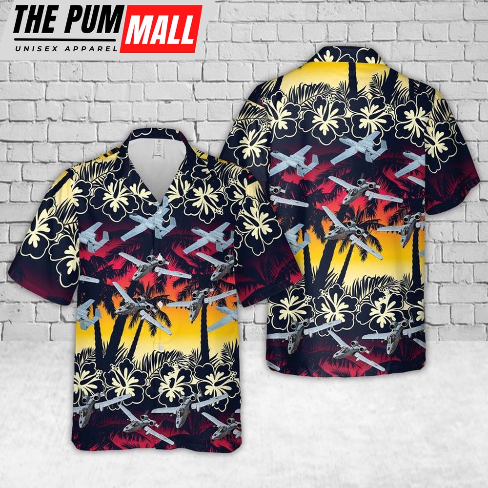 Air Force Hawaiian Shirt, US Air Force Fairchild Republic A-10 Thunderbolt II Hawaiian Shirt, Veteran Hawaiian Shirt