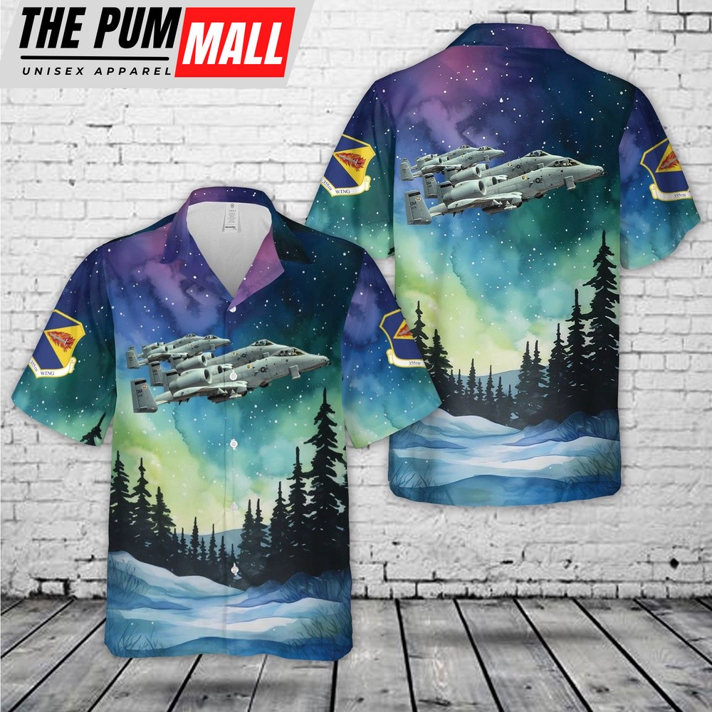 Air Force Hawaiian Shirt, US Air Force Fairchild Republic A-10s Thunderbolt II 355th Fighter Wing Hawaiian Shirt, Veteran Hawaiian Shirt