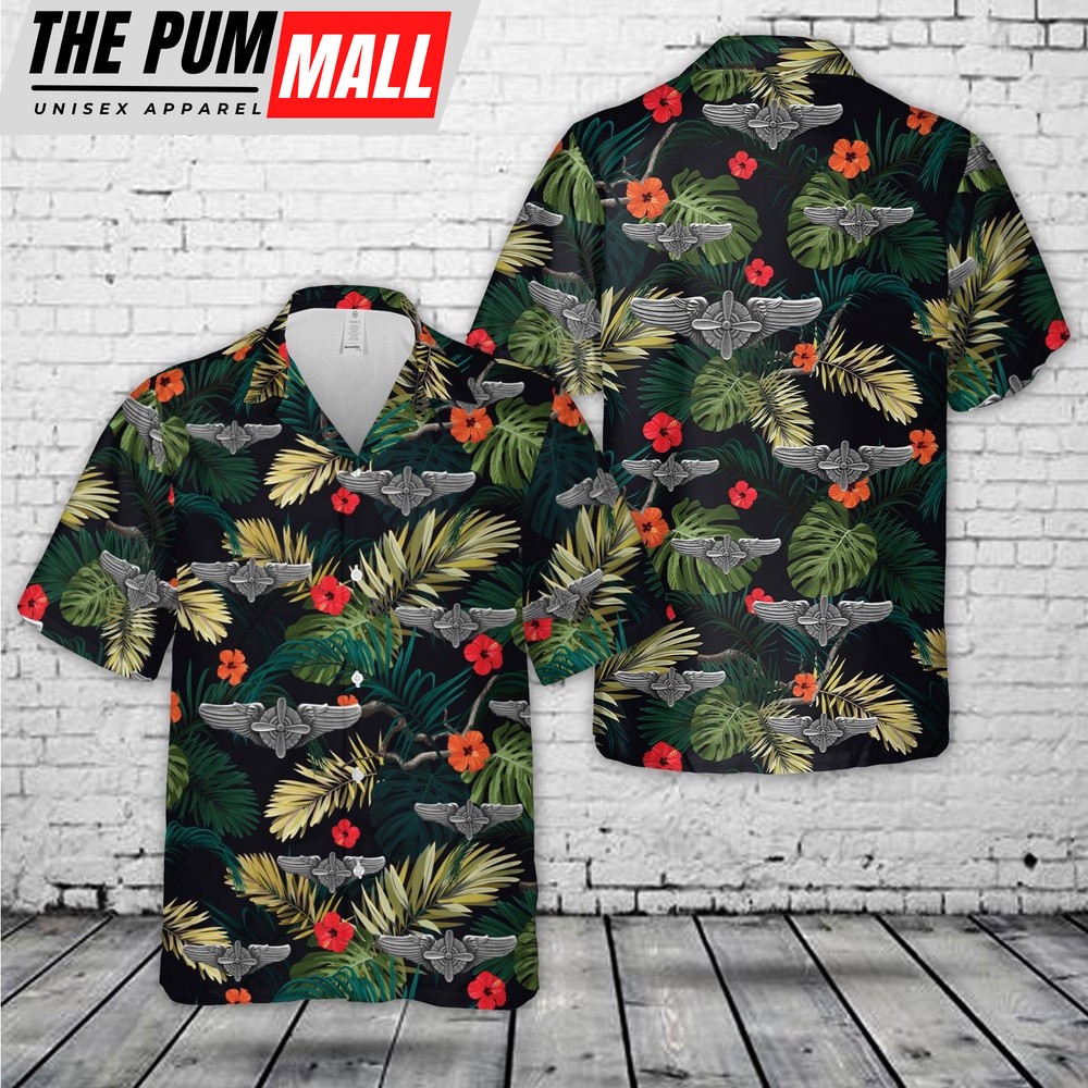 Air Force Hawaiian Shirt, US Air Force Flight Engineer Wings (basic) Hawaiian Shirt, Veteran Hawaiian Shirt