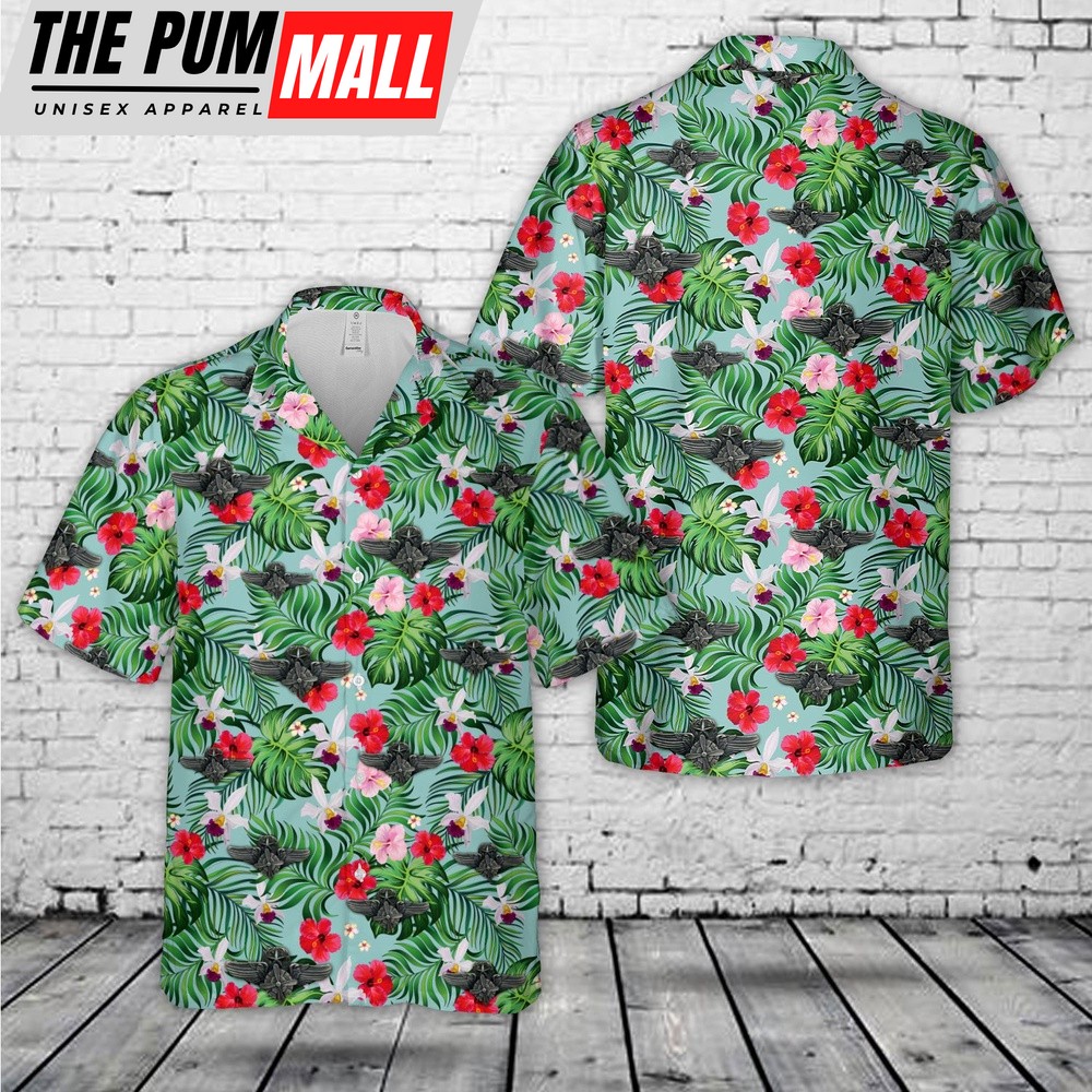 Air Force Hawaiian Shirt, US Air Force Flight Engineer Wings (Master) Hawaiian Shirt, Veteran Hawaiian Shirt